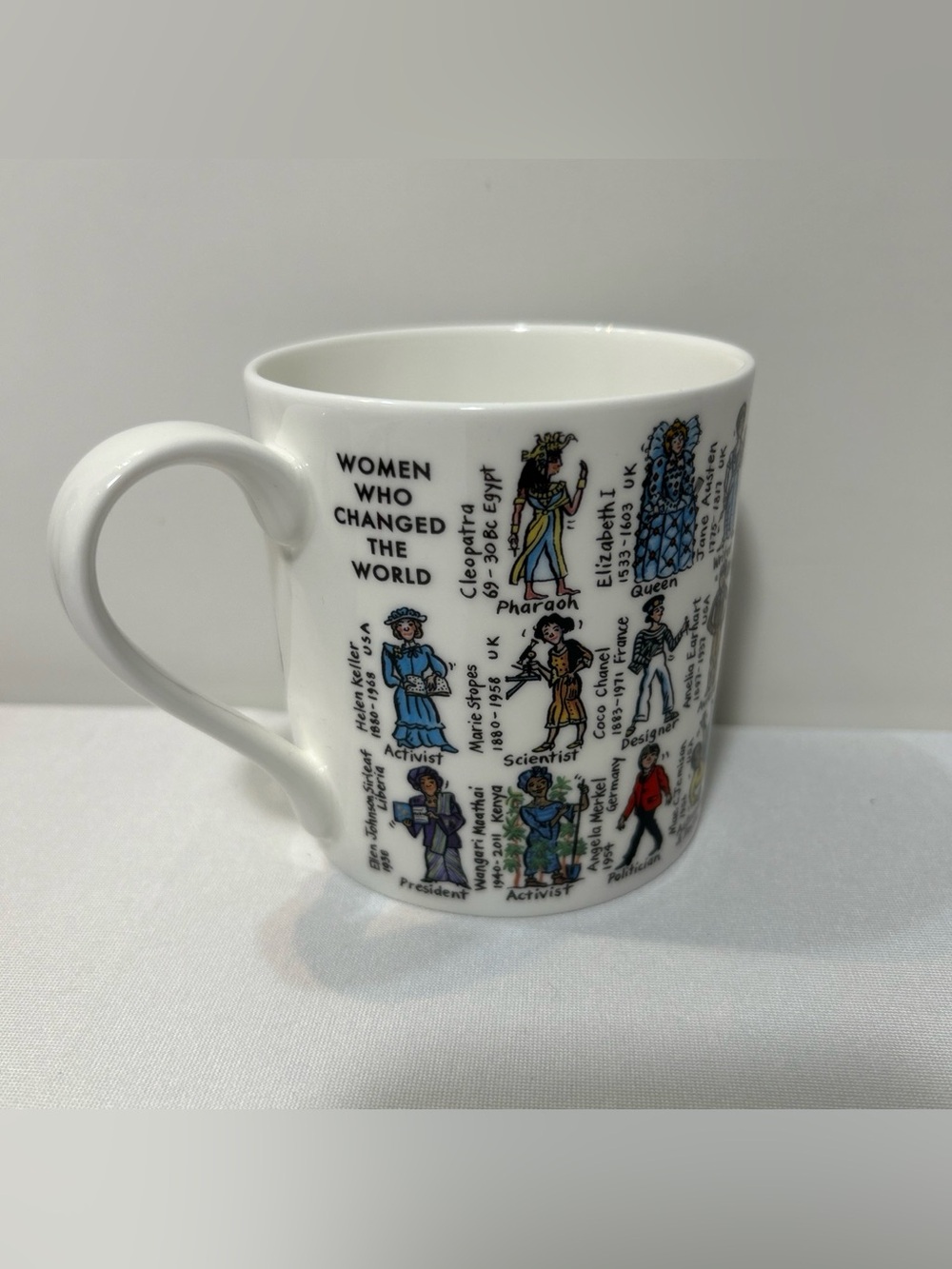 Women Who Changed The World Bone China Mug - White with Multicolor Illustrations